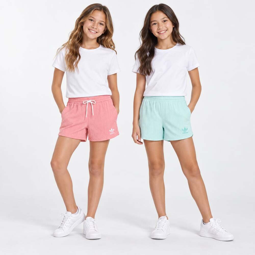 NWT Adidas Girls Rib Shorts 2-Piece Bundle Pink Aqua Size M 11-12